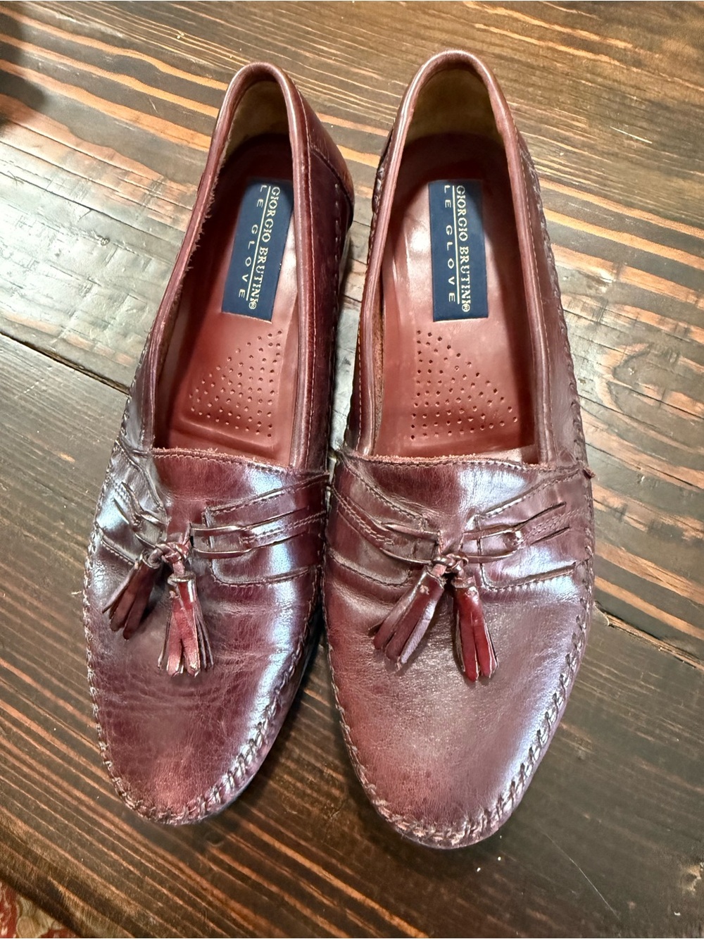 Giorgio Brutini Glove Burgundy Leather Tassel Loafers 7.5D